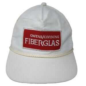 Headwear II 5 Panel White Red One Size Owens Corning Fiberglas Rope Snapback Hat